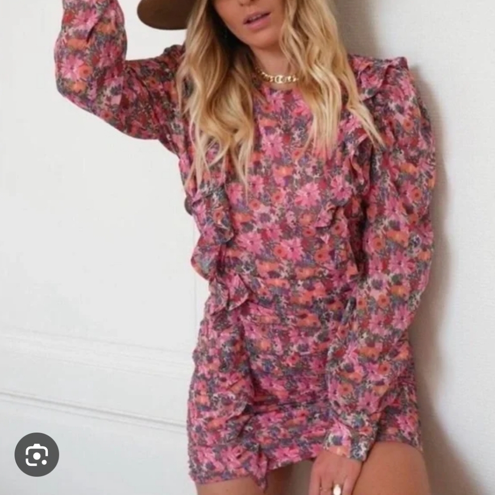 Indefeir Pink Floral Mini Dress Size XS